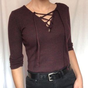 Burgundy top with front corset